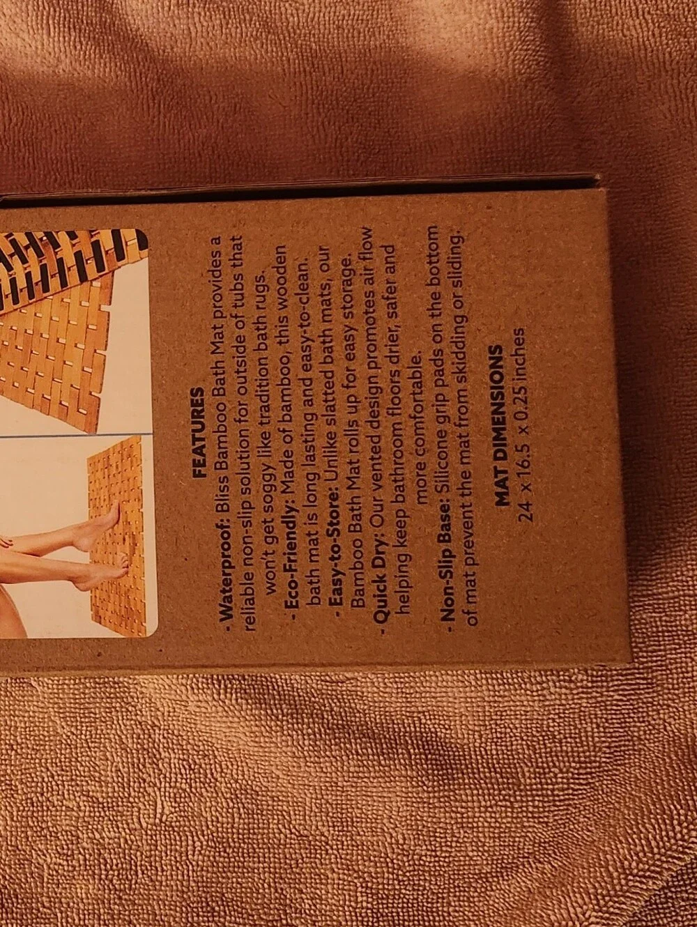 Bliss Bamboo Bath Mat - Honey Brown NWT